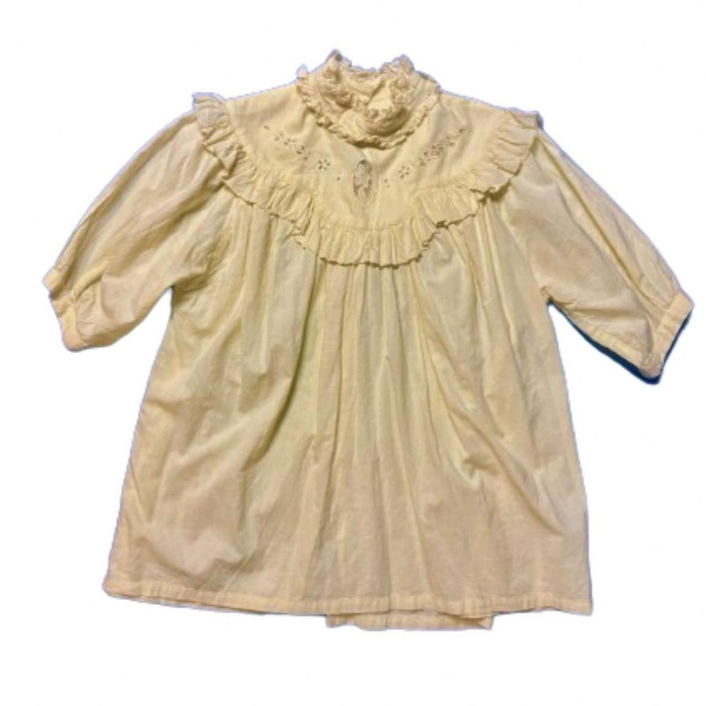 Yellow Victorian Puff Sleeve Blouse M